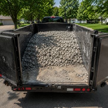 Construction debris hauling dump truck